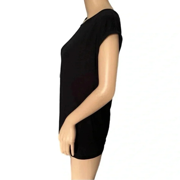 Ann Taylor LOFT Black Tassel Tie Back Short Sleeve Top Knit Blouse Women’s Small - Picture 3 of 9